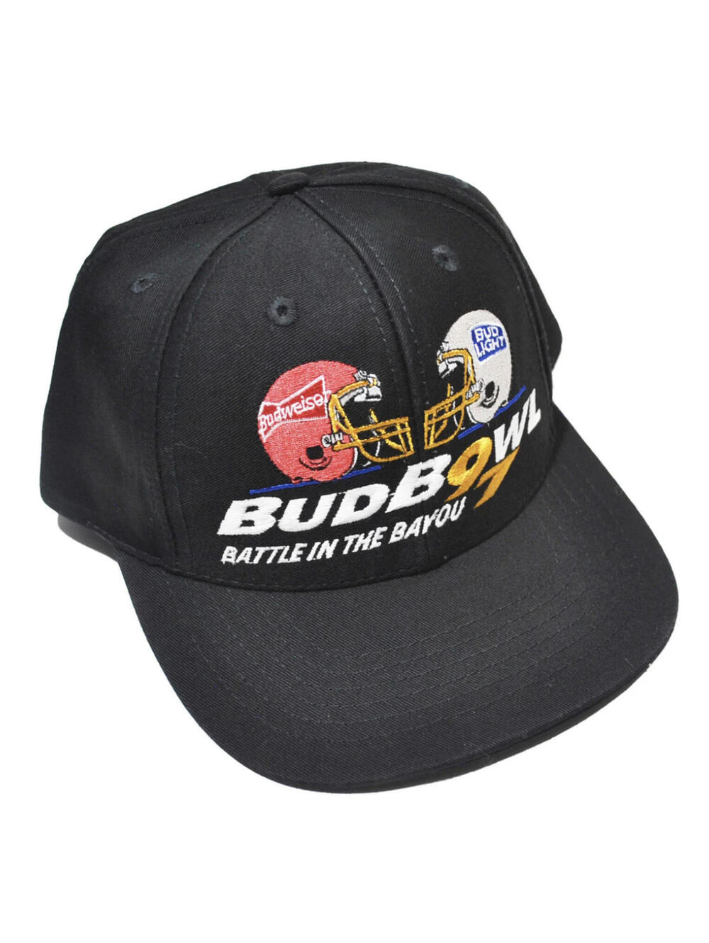 Vintage Budweiser Bud Bowl 1997 Beer Black 90s Hat Cap Snapback